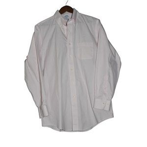 Brooks Brothers Regent Mens Long-sleeved button down Pink stripes - Made in Amer